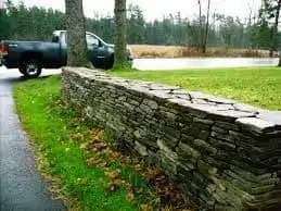stone wall, truck