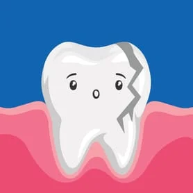 Cartoon image of a broken tooth needing emergency dentistry, Brownsville, TX