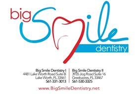 logo and contact info for Big Smile Dentistry's locations, emergency dentist Lake Worth, FL