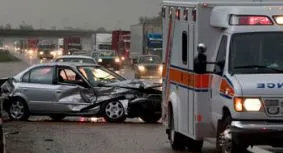Depiction of patient in a car accident