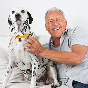 older man and dalmation