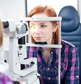 woman having eye exam