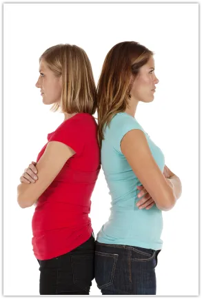 Image of two friends with their back turned to each other