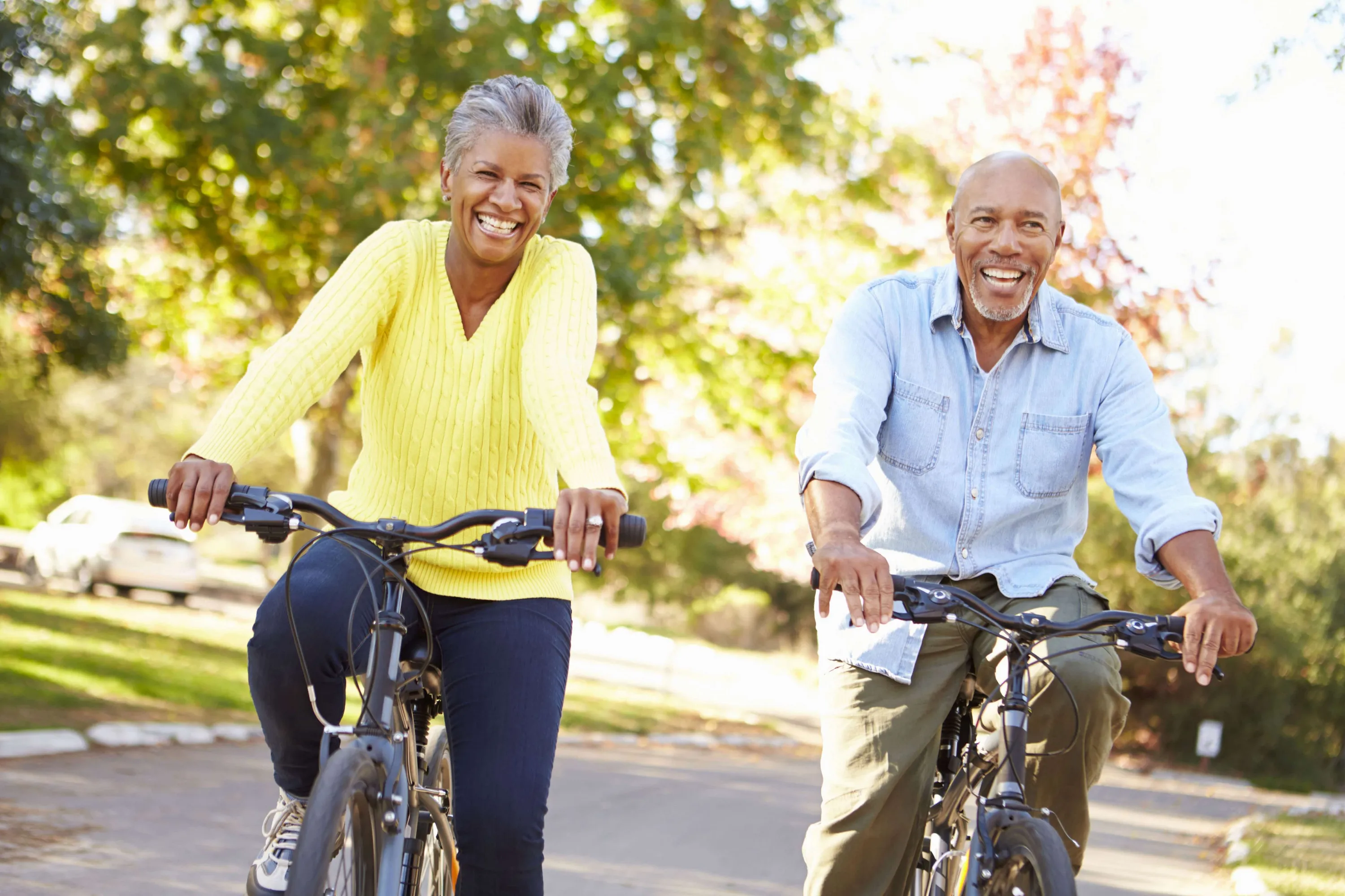 Old Men and Women bicycling