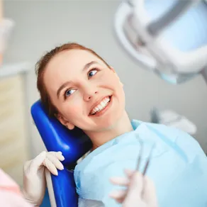 Woman sitting in the dentist chair