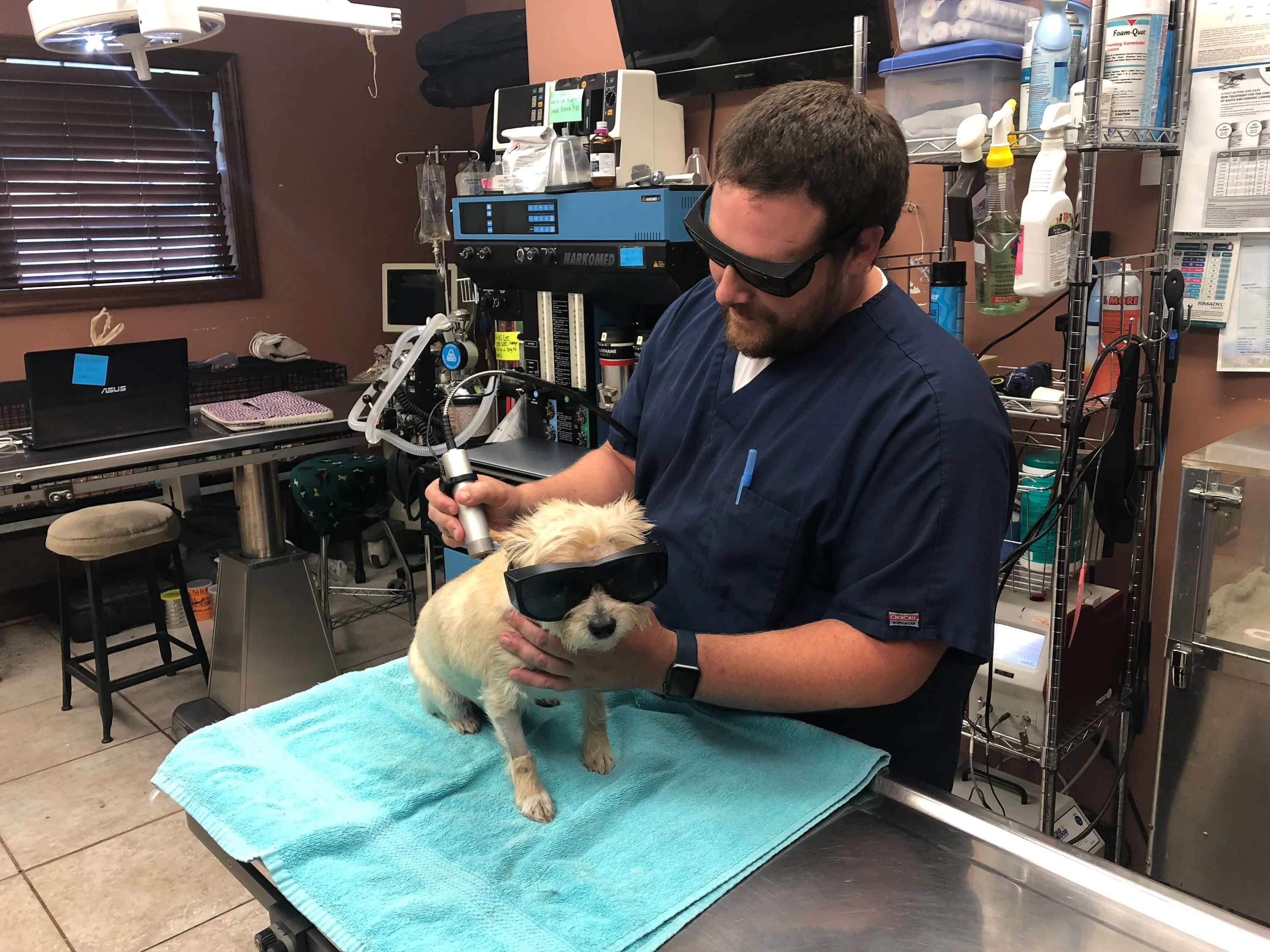 Phil doing some laser therapy 