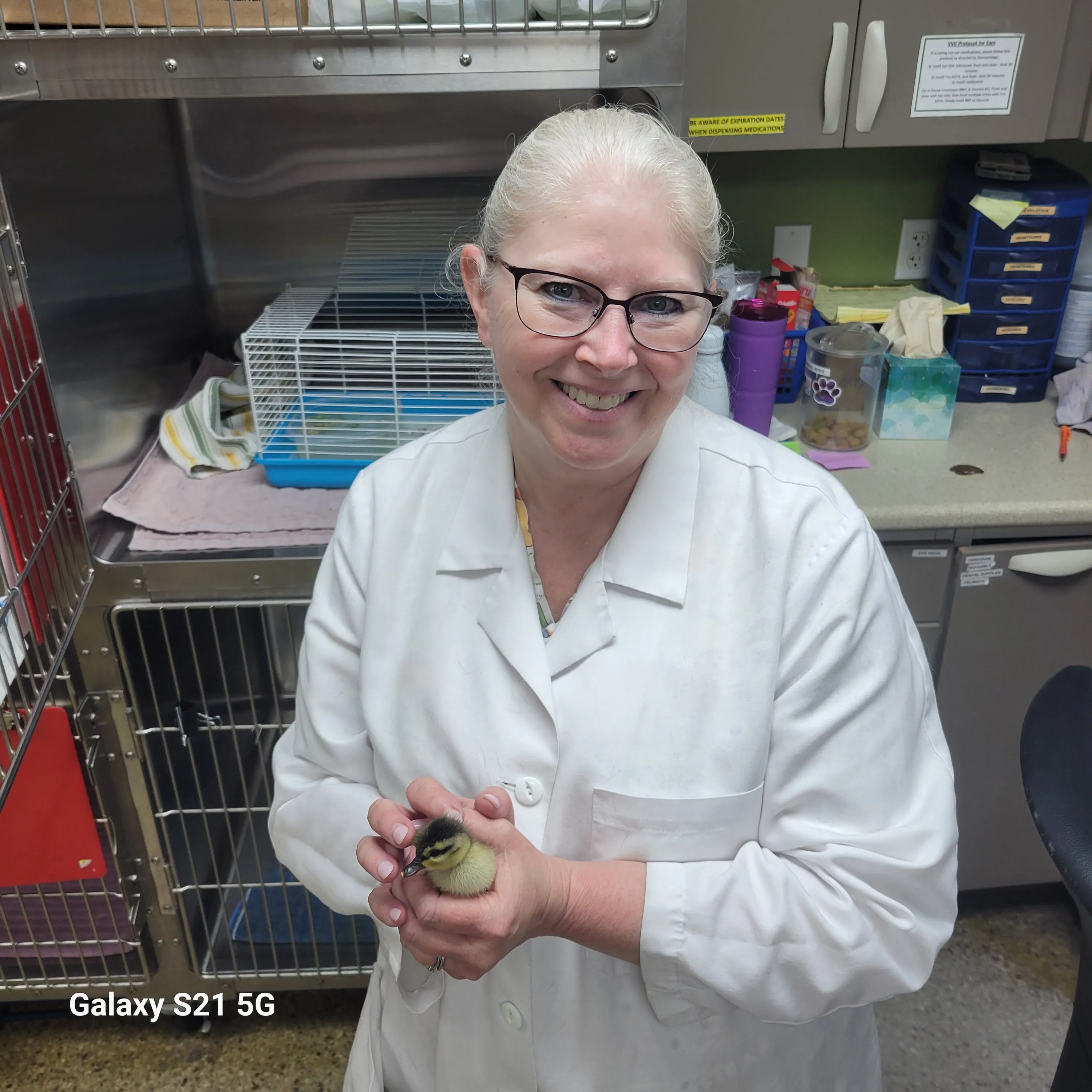 Dr. Mariash with duckling