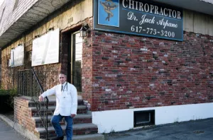Dr. Jack Arpano in front of his office at 278 Centre St. Quincy, MA