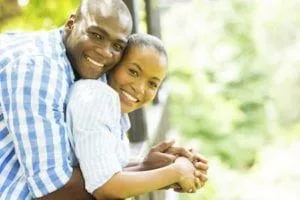 Black couple enjoying a sunny day in one of the parks in Rocky River OH.
