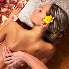 A woman receiving spa treatment