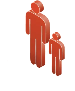 Parent and child standing next to each other