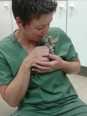 Mittsy with bottle baby Sara