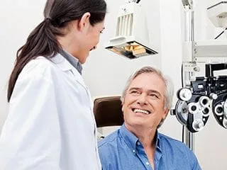 optometrist and patient