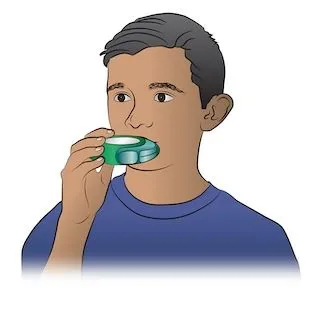 <strong>
</picture>How to Use a Dry Powder Inhaler</strong> <p><strong>Dry powder inhalers</strong> require a different inhaling technique than regular metered dose inhalers (MDI). To use a dry powder inhaler, it is important to close your mouth tightly around the mouthpiece of the inhaler and to inhale rapidly. Here are the steps:</p><ul><li>STEP 1 - Remove the cap and follow package instructions to load a dose of medicine.</li><li>STEP 2 - Breathe out completely.</li><li>STEP 3 - Put the mouthpiece of the inhaler in the mouth.</li><li>STEP 4 - Breathe in quickly and deeply.</li><li>STEP 5 - Hold your breath for ten seconds to allow the medicine to reach deeply into your lungs.</li><li>If your doctor has prescribed two or more inhalations, wait 1 minute and then repeat steps 2-5.</li></ul>