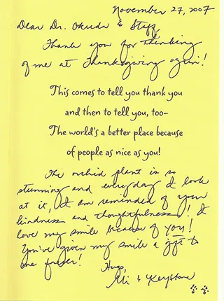 Thank You Note from MK