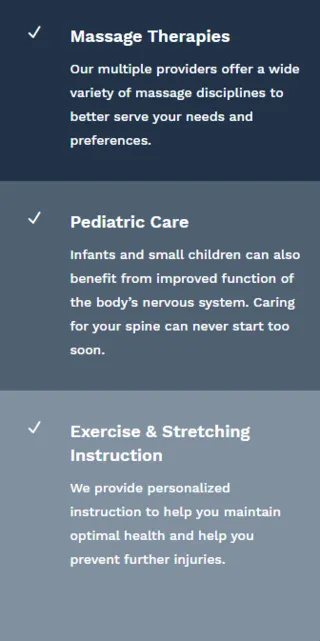 massage therapies, pediatric care, exercise
