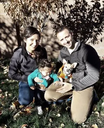 family with adopted dog