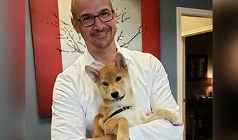 Dr. Suver with puppy