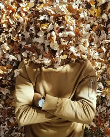 man under leaves