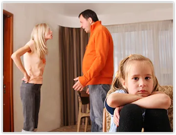 Image of little girl saddened by parents arguing