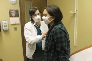 Patient during examination