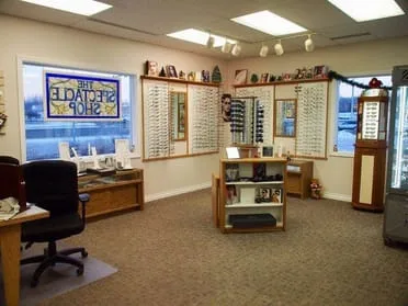 wall display of glasses