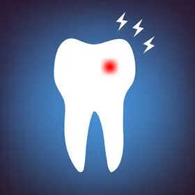 graphic of tooth with red spot on it and lightning bolts above it indicating pain, emergency dental care Bradenton, FL emergency dentist