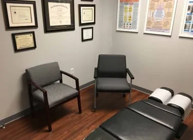 This is one of the three treatment rooms at Weimer Chiropractic. All have deluxe elevation tables with drops.