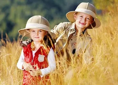Kids with safari hats