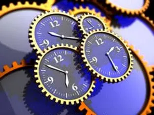 Image of several clocks working together as gears