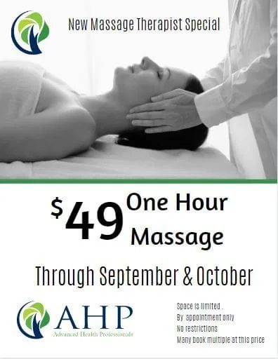 Massage special $49 for September and October