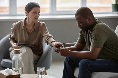 Veteran receiving counseling for post-traumatic stress disorder