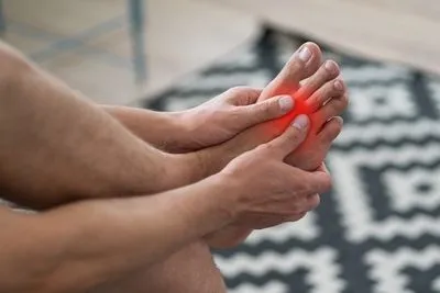 Illustration of arthritic-foot with red highlights
