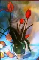 red flower painting