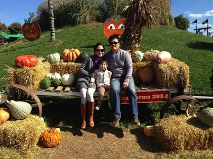 Dr Brian Chang - oral surgeon Frederick MD - and family in pumpkin patch