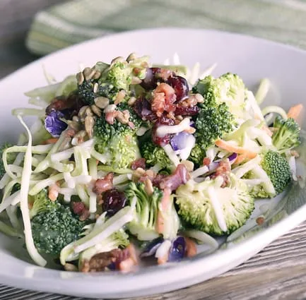Broccoli Cauliflower Salad with Bacon & Mayo