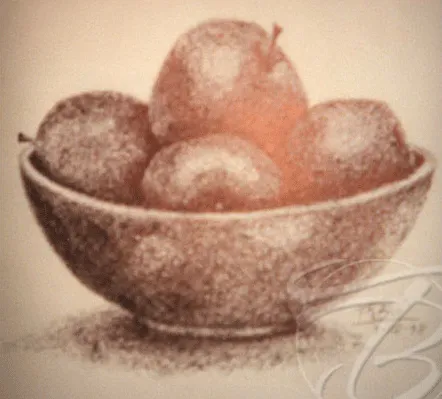 Pointillism Bowl of Apples