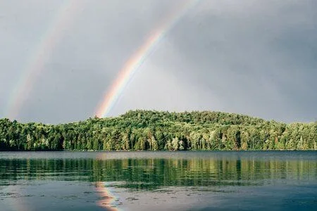 lake with rainbow