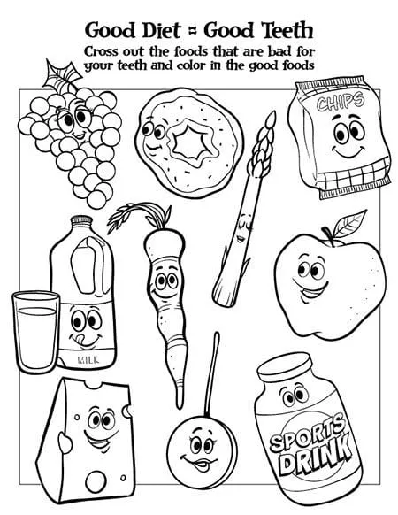 Good Diet, Healthy Foods Activity Sheet - Pediatric Dentist in Highlands Ranch, CO