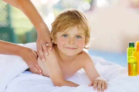 A child having chiropractic care