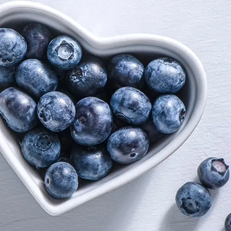 Blueberries in Heart-Shaped Container