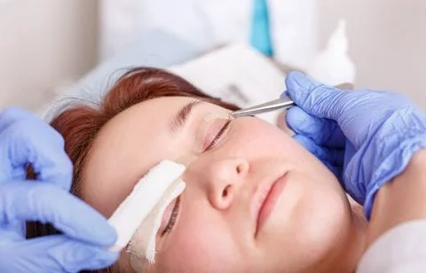 Person getting eyelid surgery