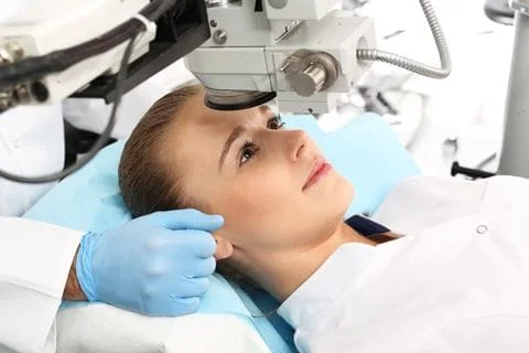 Women having eye surgery