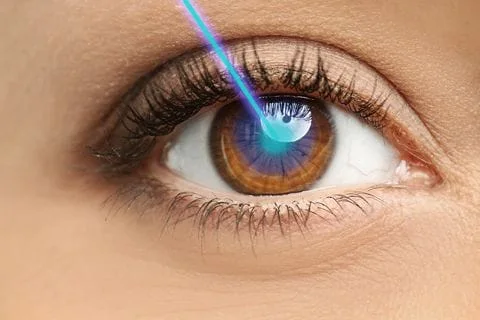 Close up of eye with laser