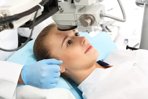 Women preparing for eye surgery