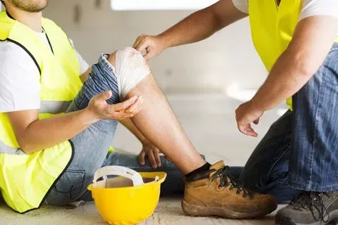 Construction worker with injury