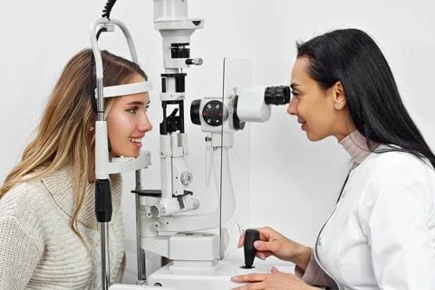 Women having eyes examined