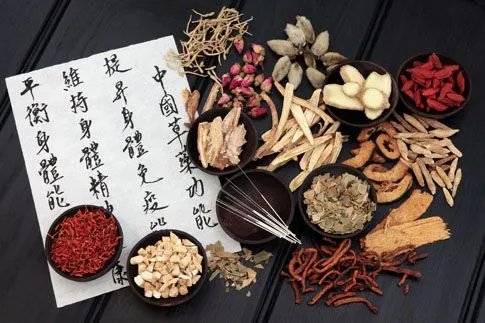 Herbs and acupuncture needles