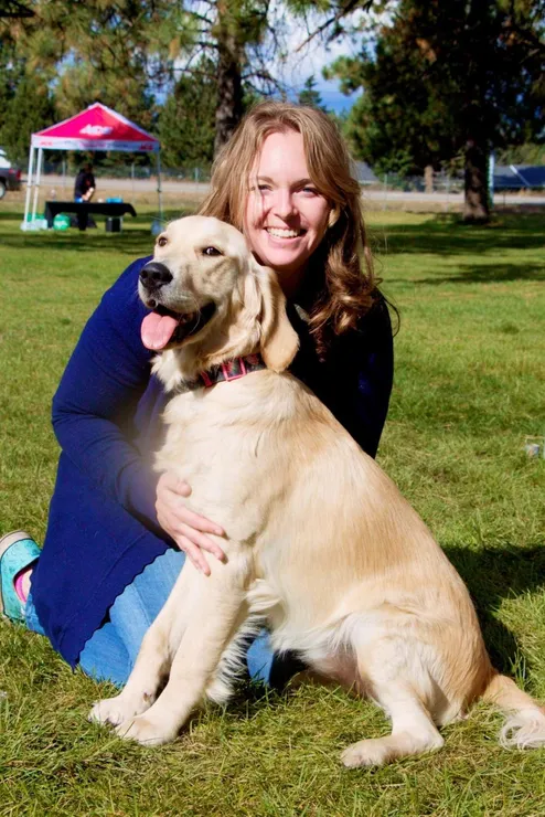 Person and large dog