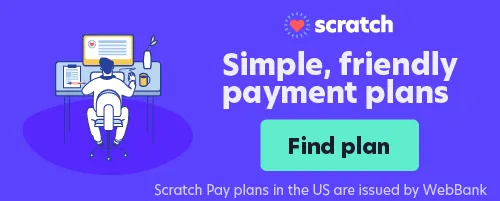 Scratch logo with words "Simple, friendly payment plans"
